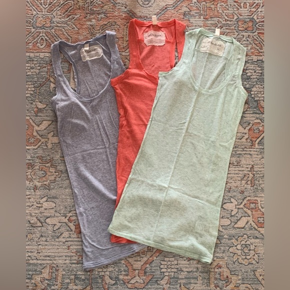 All Saints tank tops. Size 10. Colours blue, coral, and green. - Picture 1 of 5